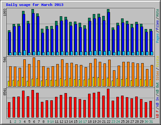 Daily usage for March 2013