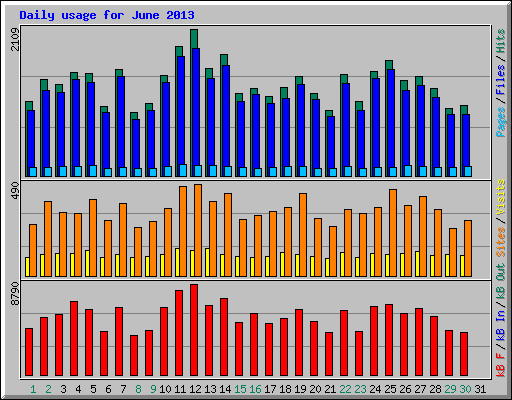 Daily usage for June 2013