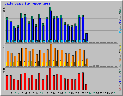 Daily usage for August 2013