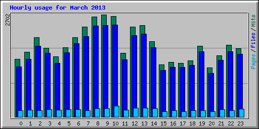 Hourly usage for March 2013