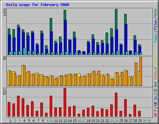 Daily usage for February 2008