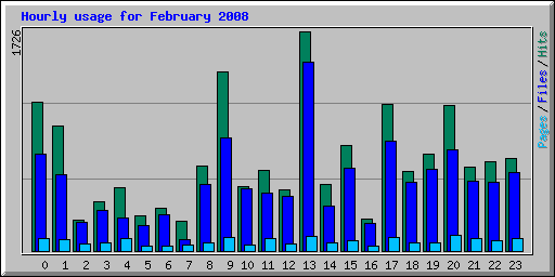 Hourly usage for February 2008