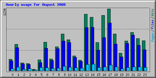 Hourly usage for August 2008