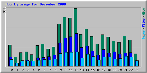 Hourly usage for December 2008