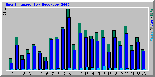 Hourly usage for December 2009