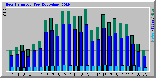 Hourly usage for December 2010
