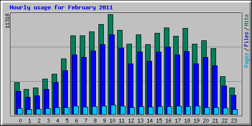 Hourly usage for February 2011