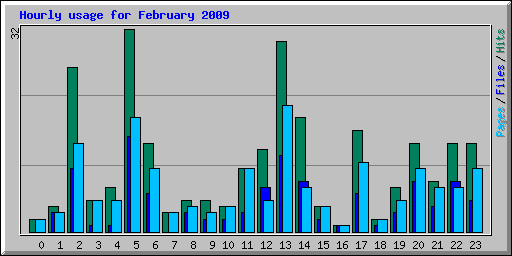 Hourly usage for February 2009