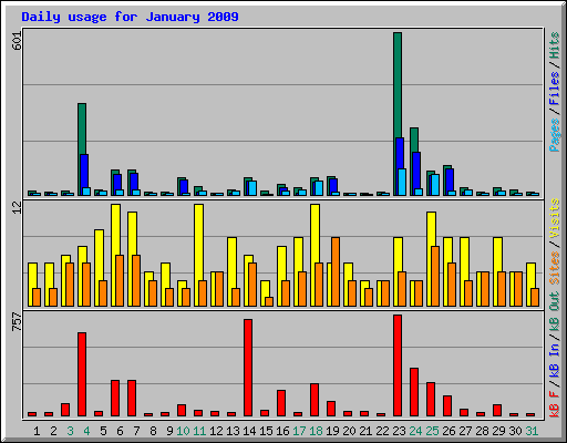 Daily usage for January 2009