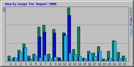 Hourly usage for August 2008