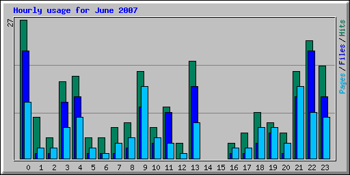 Hourly usage for June 2007