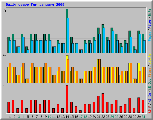 Daily usage for January 2009