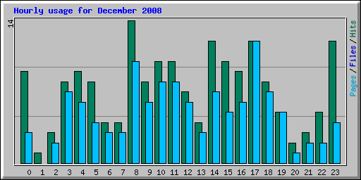 Hourly usage for December 2008