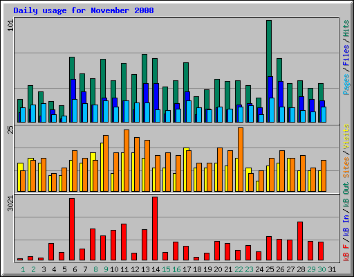 Daily usage for November 2008