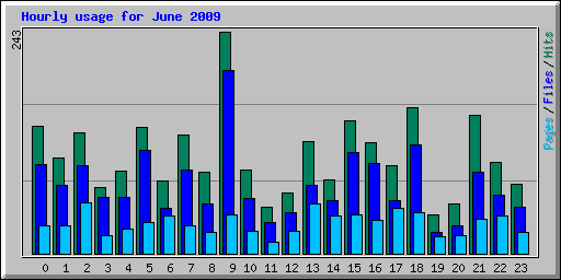 Hourly usage for June 2009